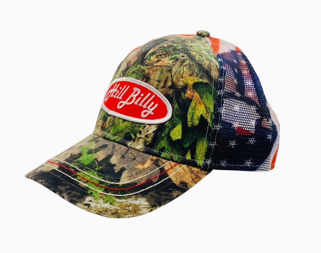 Hillbilly camo flag trucker hat